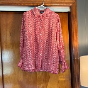 Chic Red Zigzag Button Down Shirt